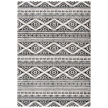 Flowers First 12 x 12 ft. Tulum Global Square Power Loomed Rug Ivory & Black FL1862507
